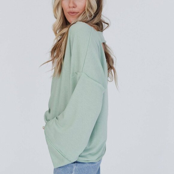 NWT Three Bird Nest Love It Sweatshirt Top Light Sage Size X-Large - Picture 4 of 4